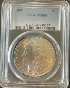 �f���炵������ 1886 $1 ���[�K�� �V���o�[ �_���[ PCGS MS65 �f���炵���f�B�e�[���ƋP��