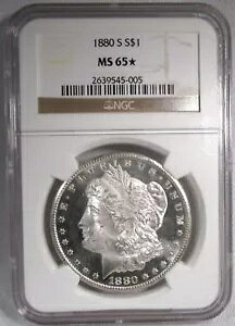 1880-S �V���o�[ �����K�� �h�� NGC MS65* �X�^�[ �J���I �R�C�� AQ746