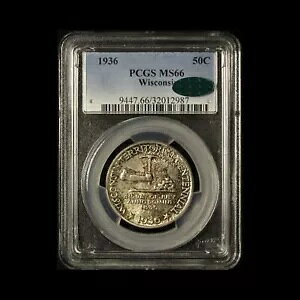 1936 50c �E�B�X�R���V�� �V���o�[ �L�O CAC/PCGS MS 66 - �������� USA