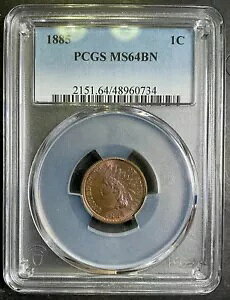 PCGS MS64BN 1885 CfBA wbh Zg NEAR GEM BU Better Early Date PQ 1c SQ