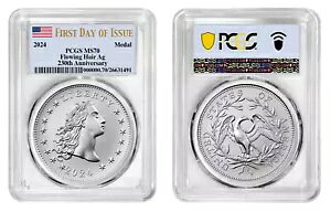 2024 Silver Flowing Hair Ag 230Th Anniv Medal PCGS MS70 s #255