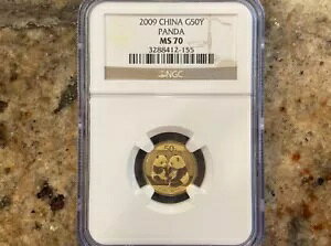 2009 1/10 オンス 50 元中国パンダ金貨 MS 70