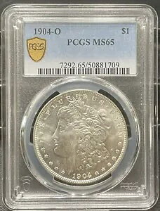 1904-O モーガン $1 ドル - PCGS MS 65-素晴らしい光沢と非常に美しいコインです。