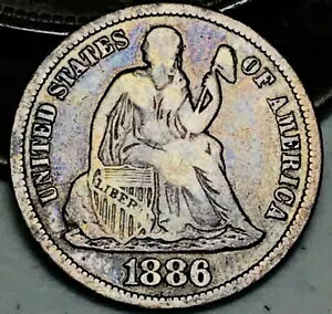 1886 S Seated Liberty Dime 10c Ungraded Choice 90% �V���o�[ US �R�C�� CC23135