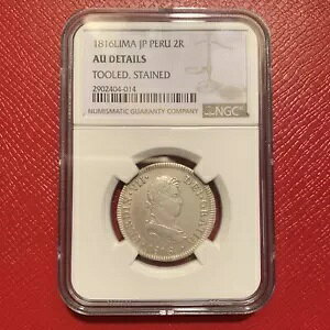 1816 JP LIMA PERU 2 Reales Ferdinand VII NGC AU ڍ Vo[ RC