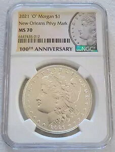 2021 O モーガン シルバー ダラー、NGC MS70 100 周年記念、米国造幣局パッケージ