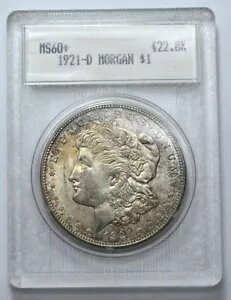 1921-D MS GEM BU UNC モルガン ダラー シルバー コイン超希少な魅力的なナット。調子を整える