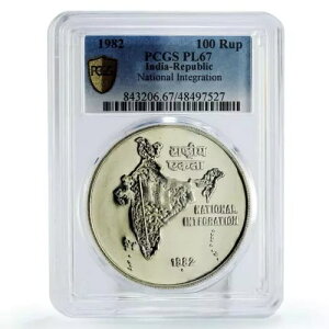 �C���h 100 ���s�[���Ɠ����n�}�� PL67 PCGS ��� 1982