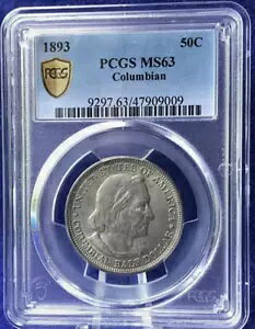 :1893�N 50C �R�����r�A������L�O �n�[�t�_���[ PCGS MS63 ���� R2