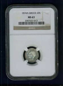 MV 1874 20 LEPTA RCAʁAF NGC MS63 I