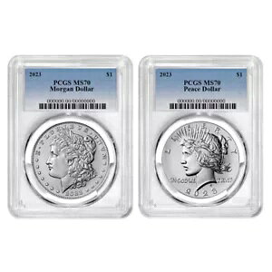 2023 $1 ���[�K�� �A���h �s�[�X �V���o�[ �_���[ 2 �Z�b�g PCGS MS70 �u���[ ���x��