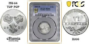 �I�[�X�g���A ����ɁAFranz II�A6 Kreuzer 1803 H�ATOP POP�APCGS MS 64