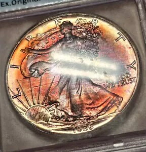 1986 �A�����J�� �V���o�[ �C�[�O�� ICG MS67 ���C���{�[ �g�[�� Ex.�I���W�i�������X�^�[�{�b�N�X