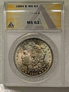 1884 P �����K�� �V���o�[ �_���[ ANACS MS63 TRUE BU ���C���{�[ �g�[�� �����R�C��