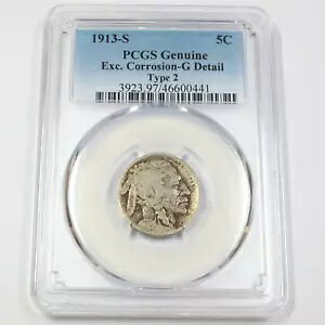 1913 S PCGS �{���� G �f�B�e�[�� - �o�b�t�@���[ �j�b�P�� - 5c US �R�C�� #43543A