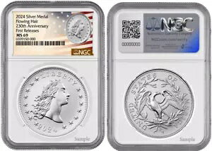 2024 Silver Flowing Hair Ag 230Th Medal NGC MS69 񃊃[X #2410