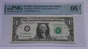 2006 US Fed Res $1 Star Note Gem Unc 66 EPQ LOW lVA #00000061