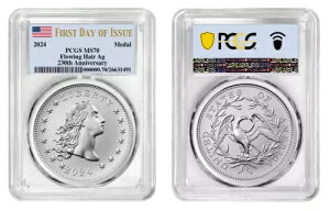 2024 Silver Flowing Hair Ag 230Th Anniv Medal PCGS MS70 s #255