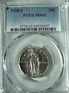 1928-S �X�^���f�B���O ���o�e�B �N�H�[�^�[ 25C - PCGS MS63 - (#B1/OWLXZ)
