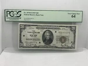 $20 1929 1870 e PCGS MS64 FR j[[Ns) NY