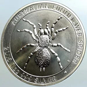 2015 オーストラリア イギリス クイーン エリザベス 2 世 ファンネル スパイダー 純正 シルバー $ コイン i102557