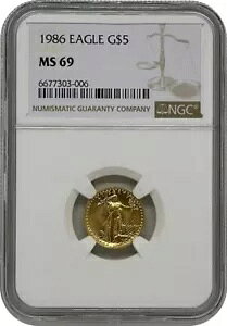 1986 1/10 IX $5 AJ C[O  NGC MS69