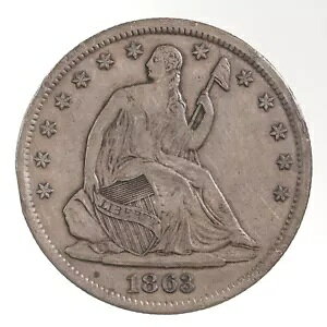 未加工 1863-S シーテッド リバティ 50C サンフランシスコ シルバー ハーフダラー コイン