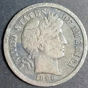 KEY 1896-S Barber Liberty Dime 10c ���A�ȌÂ��̑�ȋ�� ?�G���[? j001