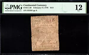 嗤ʉ Fr#CC-20 1776 N 2  17  $1/3 PMG 12 *Fugio Note*