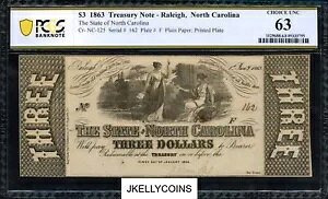 1863 �N $3 �m�[�X�J�����C�i�B���[���[�p�~���� - PCGS 63!�`���C�XUnc.