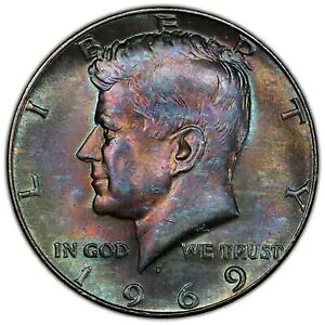 1969 D �P�l�f�B �n�[�t�_���[ 50C PCGS MS64 ���C���{�[ �g�[�� �����X�^�[ ���j�[�N �J���[
