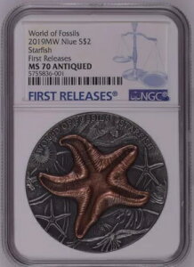 NGC MS70 FR �j�E�G 2019 World of Fossils Starfish �A���e�B�[�N �V���o�[ �R�C�� 2�I���X