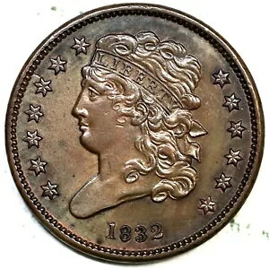 1832 C-1 R-2 �N���V�b�N �w�b�h �n�[�t�Z���g �R�C�� 1/2c