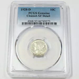 1928 D PCGS XF ディテール - シルバー マーキュリー ダイム - 10c US コイン #44904A