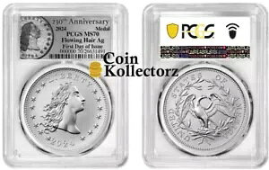 2024 Silver Flowing Hair Ag 230Th Anniv Medal PCGS MS70 s #832