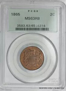OGH PCGS MS63 RB 1865 2 �Z���g�s�[�X 2c (BC14)