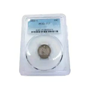1864-s Seated Liberty Dime- PCGS Holder-F 15