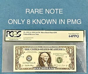 希少 FR 1922-GBPE 1995 $1 PCGS 64 PPQ マイクロ バック プレート エラー #295 のみ 8 PMG