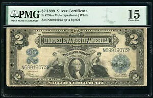 Fr 258m�A1899 $2 �V���o�[�ؖ����AMULE�APMG 15 Choice Fine