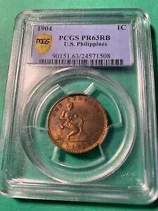 �č��t�B���s�� ONE CENTAVO 1904 �v���[�t PCGS PR 63 RB