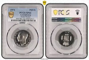 ルクセンブルク Cu-Ni 10 フラン UNC コイン 1971 年 PCGS SP66 エッセイ パターン トップ ポップ ??