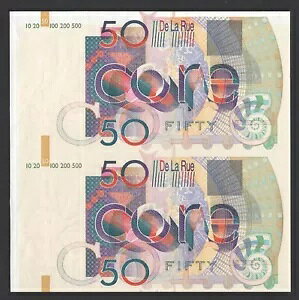 De La Rue (GBR)AUncut Pair 50 UnitsA2001NANautilus Shell & 50AueXgm[gv