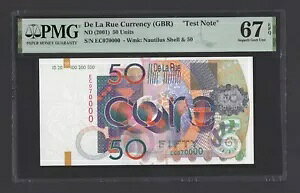 De La Rue (GBR)�A50 ���j�b�g�A2001 �N�A�m�[�`���X �V�F�� & 50�A�u�e�X�g �m�[�g�vUNC �O���[�h 67