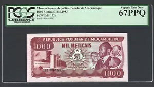 モザンビーク - Popular 1000 Meticais 16-6-1983 P132a 未流通 グレード 67