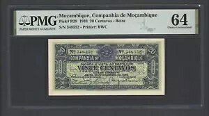 モザンビーク 20 センタボス - ベイラ 1933 PR29 未流通 グレード 64