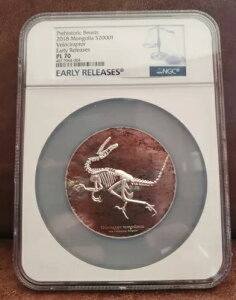 2018 NGC PL 70 MONGOLIA 3oz �V���o�[�uVELOCIRAPTOR�v��������