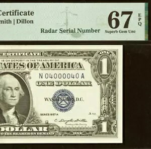 1957A $1 �V���o�[�ؖ��� PMG 67EPQ �t�@���V�[ ���[�_�[ �V���A���ԍ� 04000040