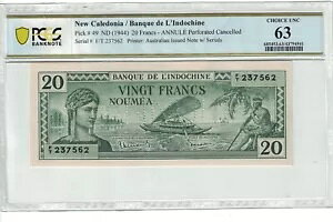 �j���[�J���h�j�A - ANNULE CANELLED 20 �t���� 1944 �s�b�N�ԍ� 49 PCGS: 63 UNC�B #PL1507