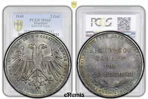 �h�C�c�A�t�����N�t���g�A2 Gulden 1848�A�q�t�I���APCGS MS 63