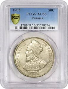 1905 50C �p�i�}���a�� 50 �Z���e�V���X �V���o�[ PCGS �Z�L���A AU55 �R�C��